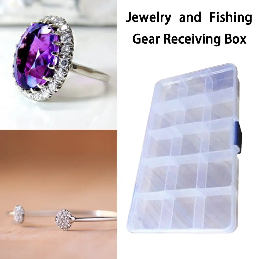 15 Grid Creative Storage Box With removable dividers Valuables Jewellery Cash Clear Plastic Box Organizer Storage Container