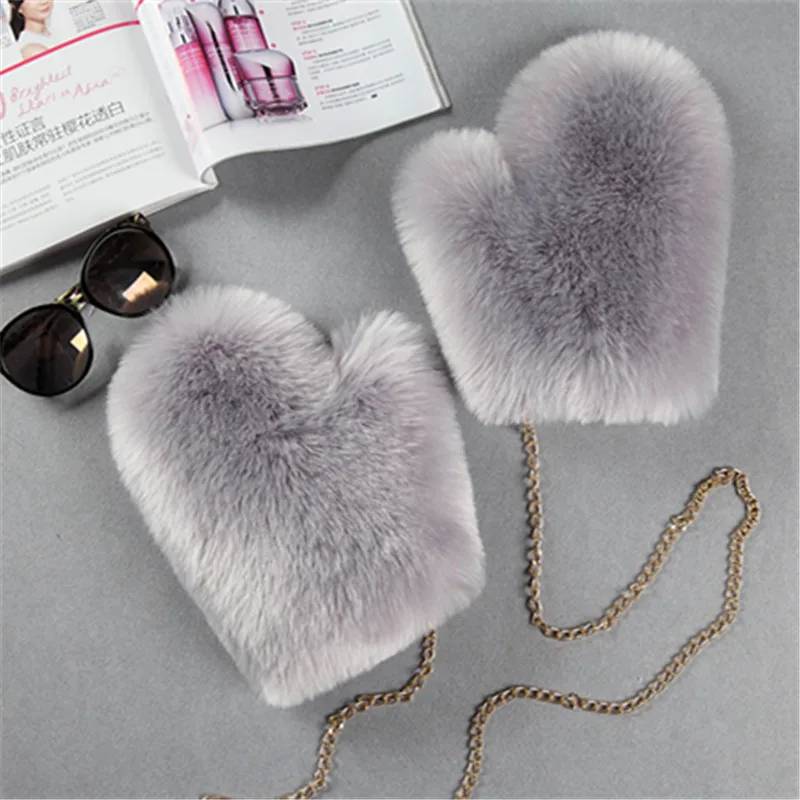 Faux Fur Gloves for Women, Eco-friendly, Artificial Fox Fur Mittens, Cute Plush Hand Warmer, Winter Fashion, S2474