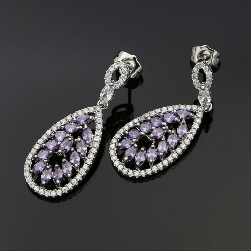 5 Colors Choice Cubic Zirconia Stone Silver 925 Drop Earrings for Women Party Dangle Earrings