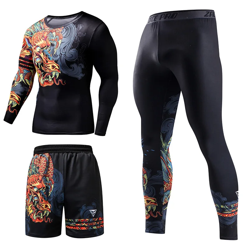 ZRCE-Survêtement de compression de style chinois pour hommes, vêtements de sport imbibés, course à pied, jogging, fitness, exercice, ensemble