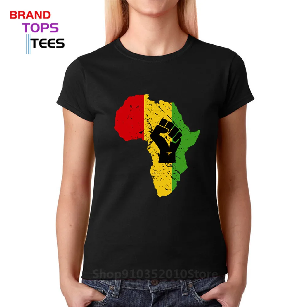 Distressed Vintage Rastafari Tops Africa Power Fist T shirt women Rasta Reggae Music Logo T-shirt African Flag Map tshirt