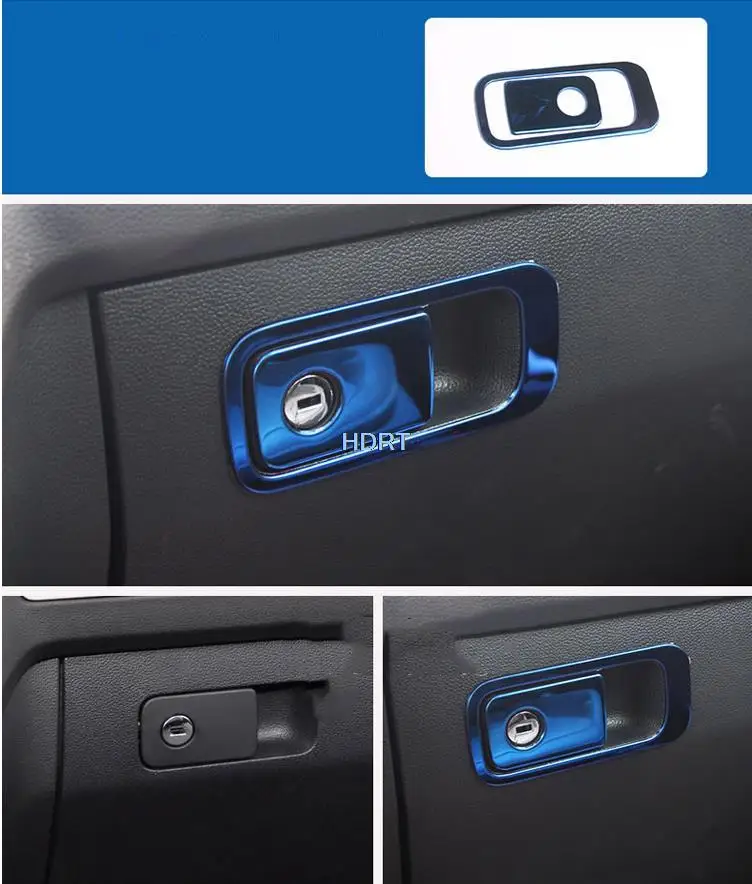 For Volkswagen VW Tiguan L 2017 2018 2019 2020 2021 Stainless Steel Blue Interior Accessories Central Console Decoration Sticker