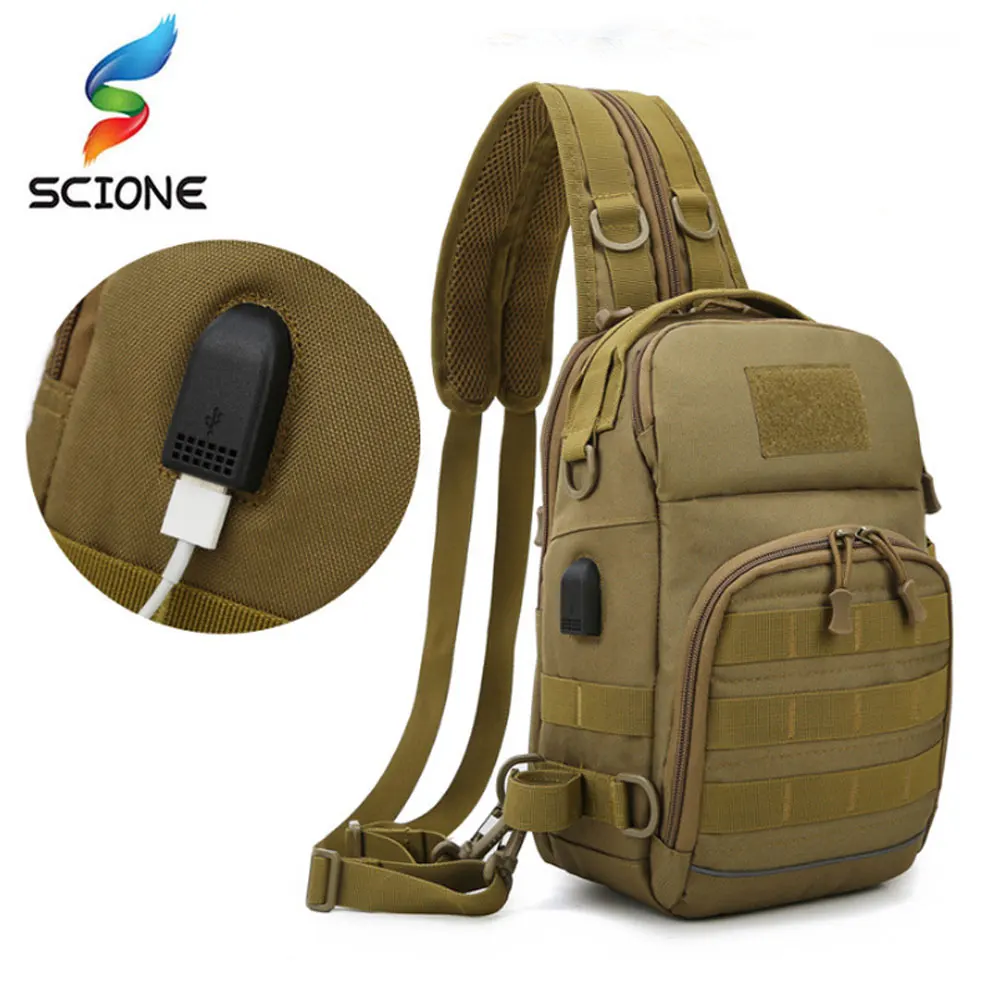 Hiking Trekking USB Backpack Sports Climbing Shoulder Chest Bags Tactical Camping Hunting Fishing Outdoor XA345Y