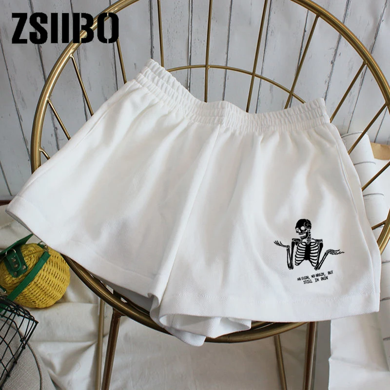 Sports shorts women's 2021 summer new print hole tight shorts casual ladies stretch waist beach shorts women's shorts shorts