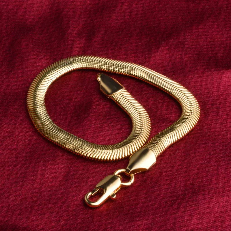 Stainless Steel Bracelet 5/6mm Curb Snake Chain Gold Color Bracelets for Men Women