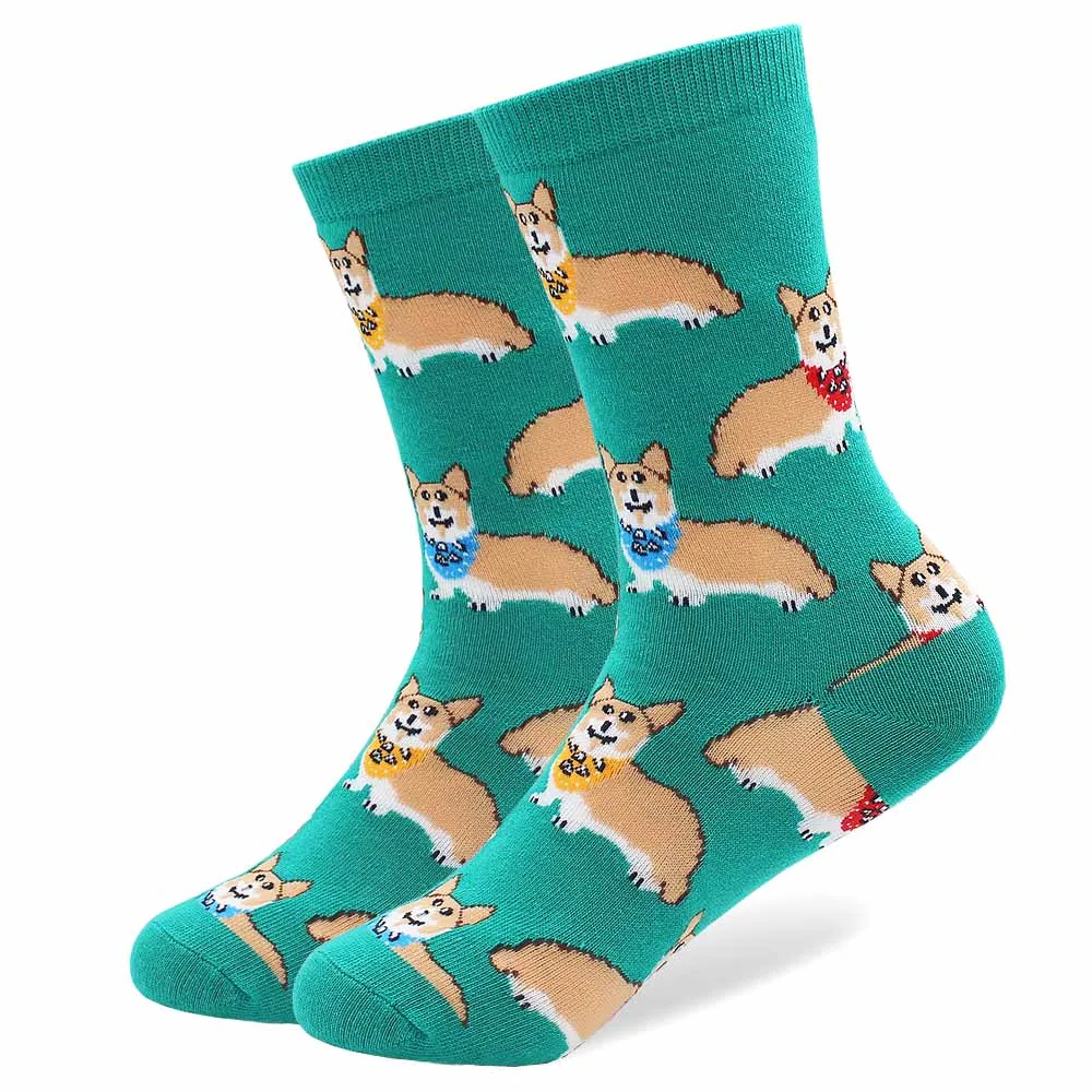 5 Pairs/Lot Cute Cartoon Socks Combed Cotton Women's Socks with Bird Animal Pattern Long Tube Happy Funny Colored Socks