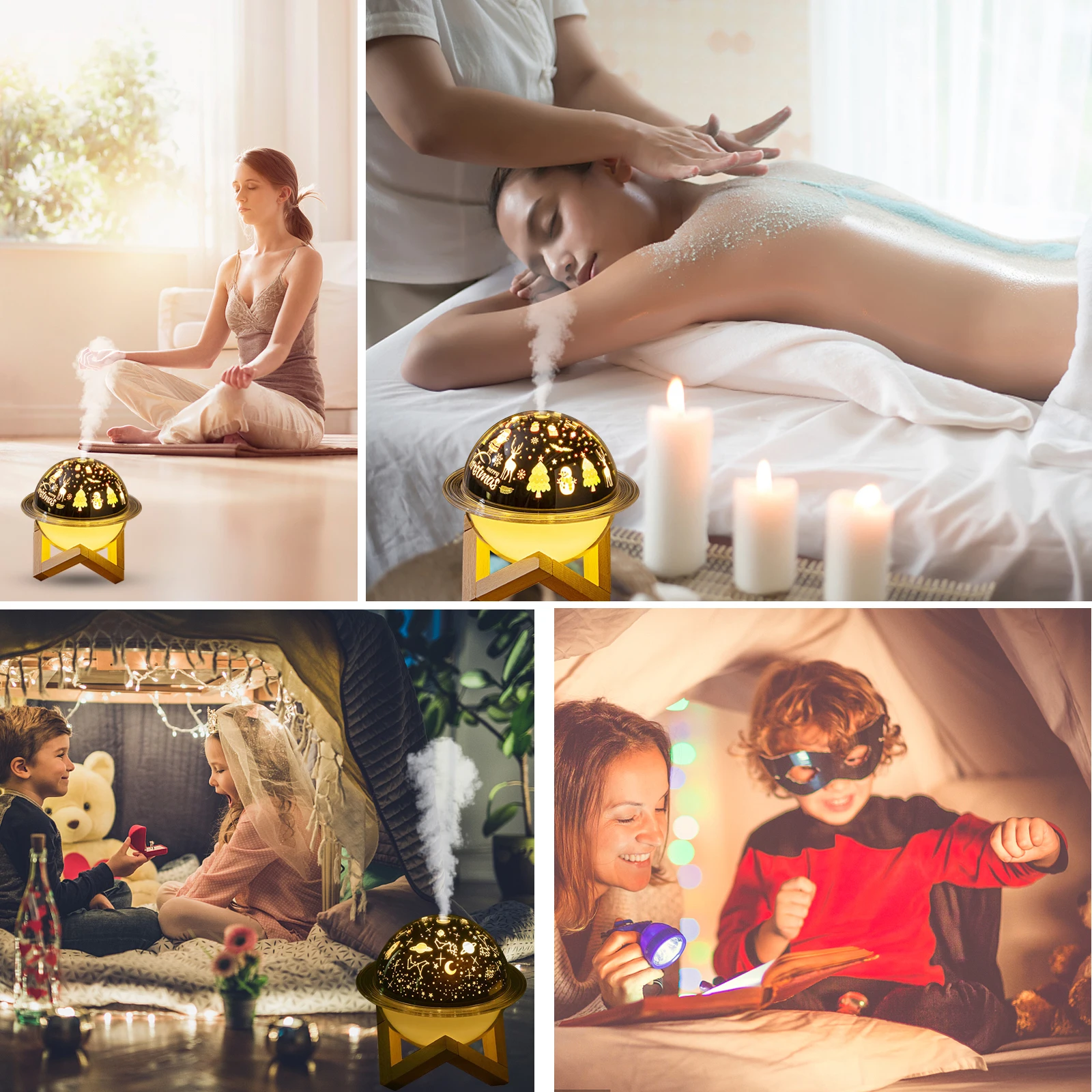 Przenośny mininawilżacz powietrza dyfuzor 2 tryby mgły bezwodne automatyczne wyłączanie dyfuzor do aromaterapii dla domu dziecko sypialnia podróży Xmas