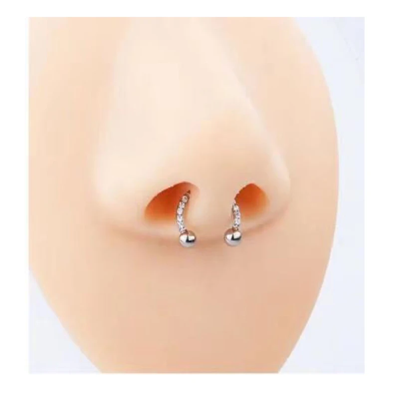 F136 Titanium cyrkon Hoop kolczyk w nosie przegroda Lip półokrągła sztanga podkowa ucho Tragus Helix kolczyk nos Piercing biżuteria do ciała,cyrkon