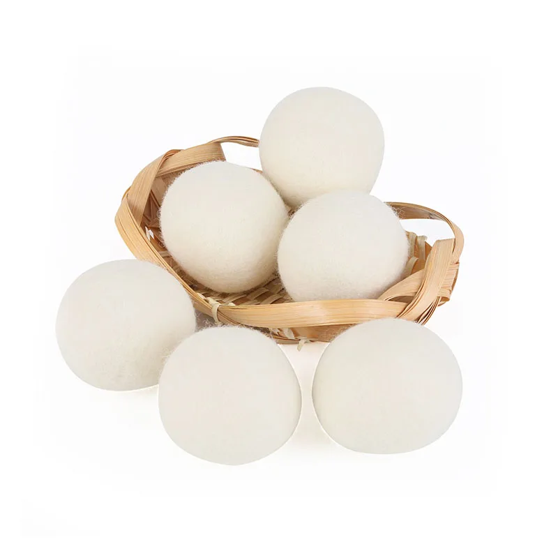 Bolas de secador de lã bolas de lavanderia reutilizáveis natural orgânica tecido de lavanderia amaciante bola 5/6/7cm casa lavagem velo kit seco bola