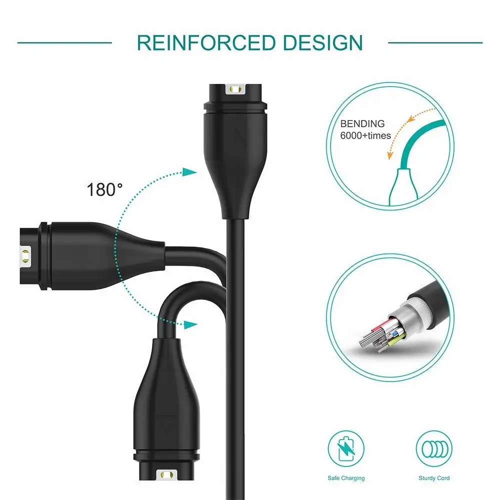 USB Charging Cable for Garmin Vivoactive 3 charger 4s 935 Venu Sq 945 245 Fenix 5S charger 5 5X Plus 7 6 6S 6X Pro Plug Cover