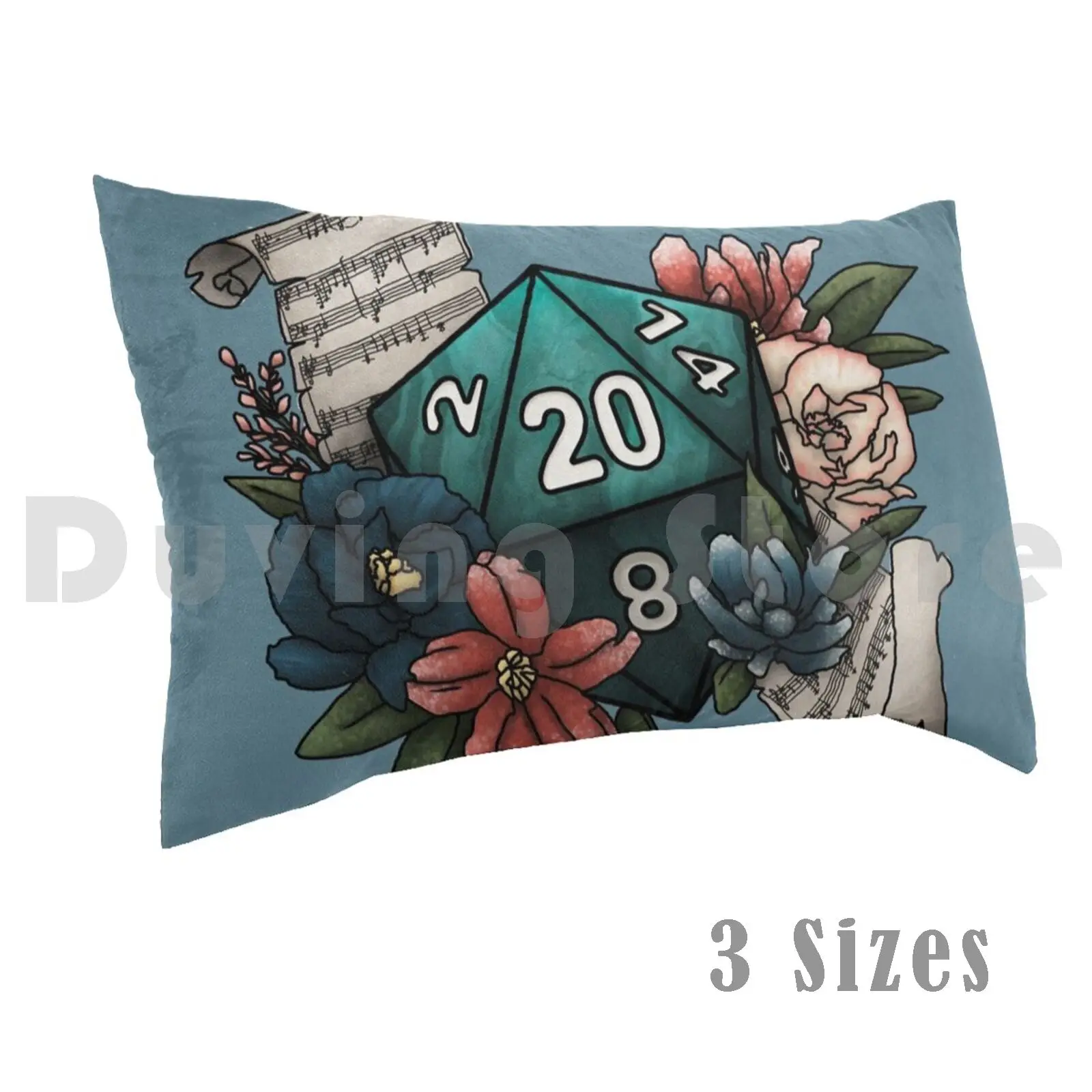 Bard Class D20-Tabletop Gaming Dice Pillow Case Printed 35x50 D20 D D Dnd Tabletop Gaming Dice Feminine