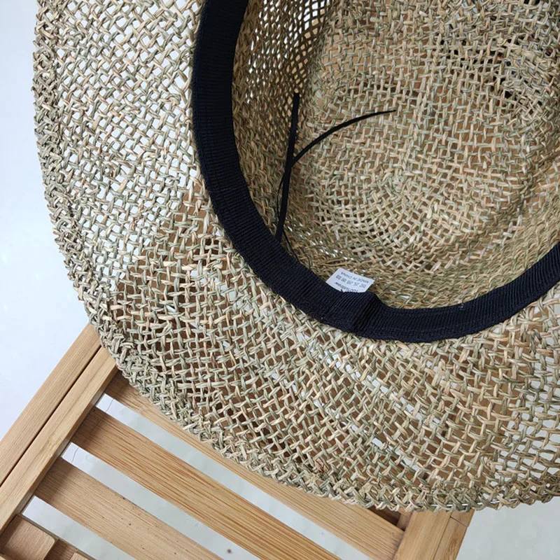 2021 New Handmade Straw Beach Hat For Women Summer hat Panama Cap Fashion Concave Flat Sun Protection Visor Hats Wholesale