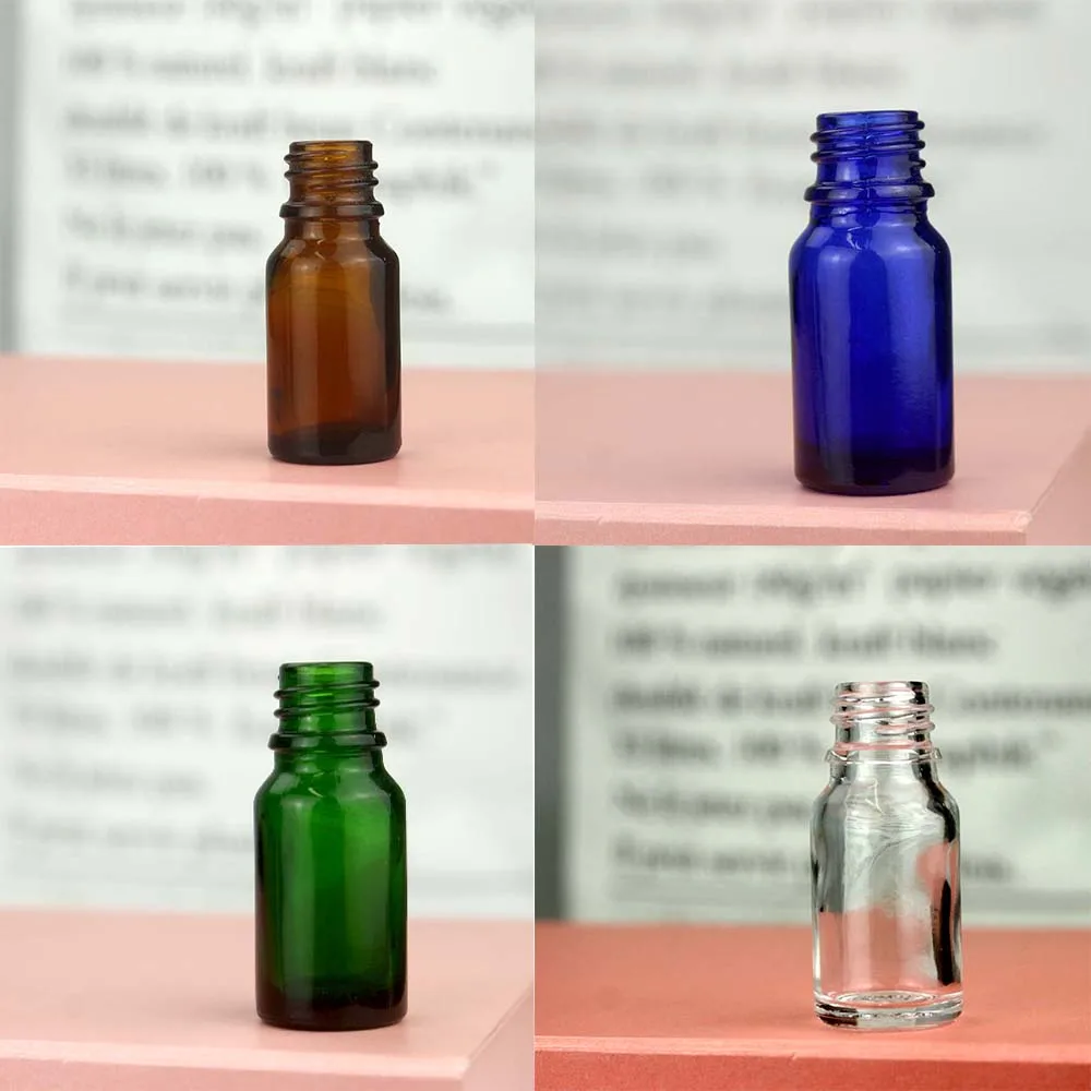 Spot 50pcs wholesale 10ml Clear Green Glass Dropper Bottle Cosmetic Blue Frosted Essential Oil Bottle Packaging Container