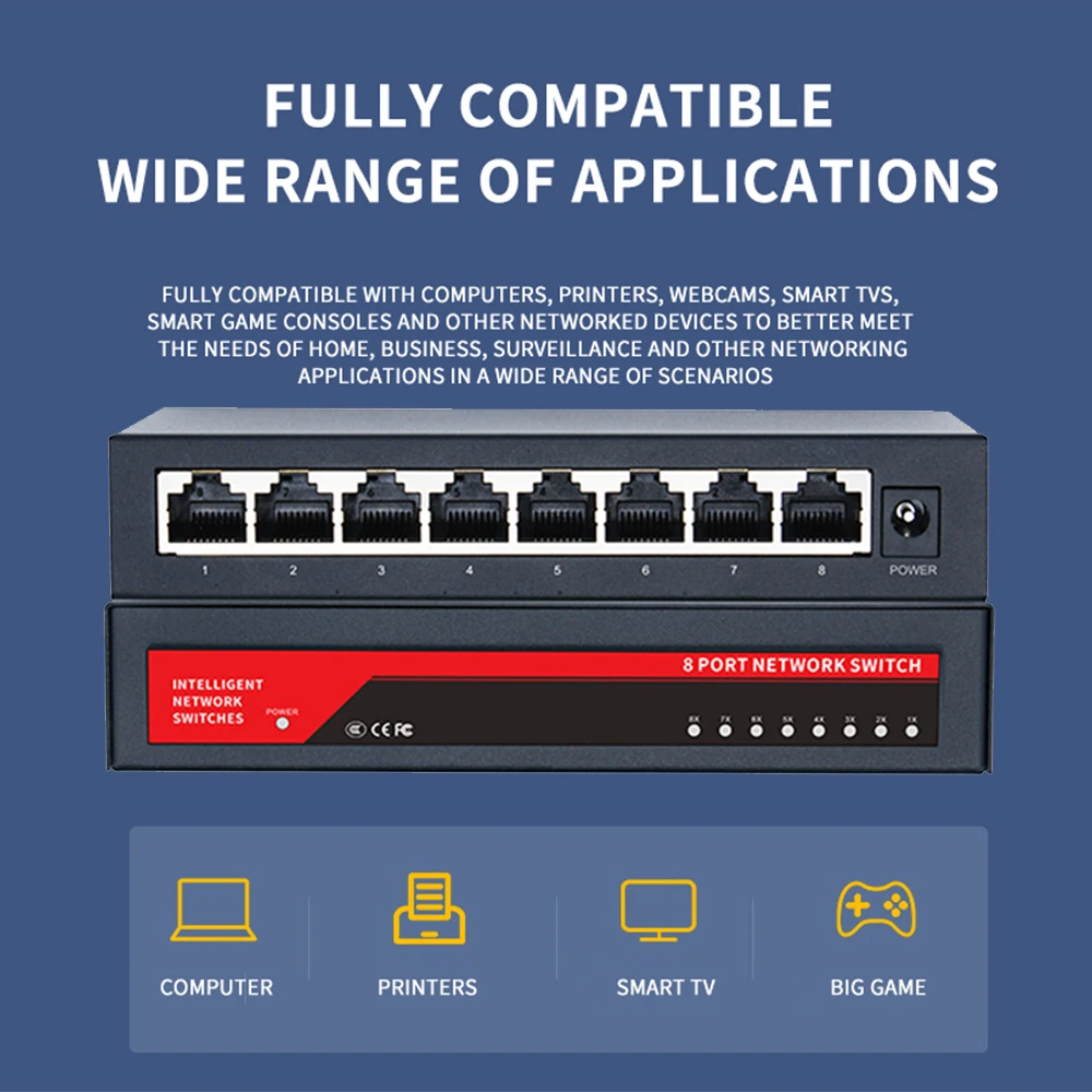 KuWFi Gigabit switch with Standardized with 8 Ports 10/100/1000Mbps RJ45 port IEEE802.3u Network switch Ethernet for Office