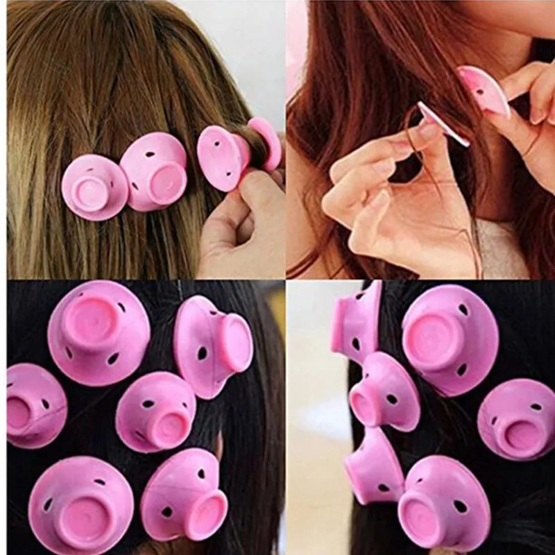 

10/20pcs Pink Soft Rubber Silicone Hair Curler For Women Girls Twist Hair Rollers Hair Curler No Heat Hair Styling DIY Tool