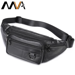 MVA Fanny Pack For Men Luxury Genuine Leather Mens Fanny Pack Crossbody Small Travel Waist Pouch Bag For Men Belt Bag Waterpoof