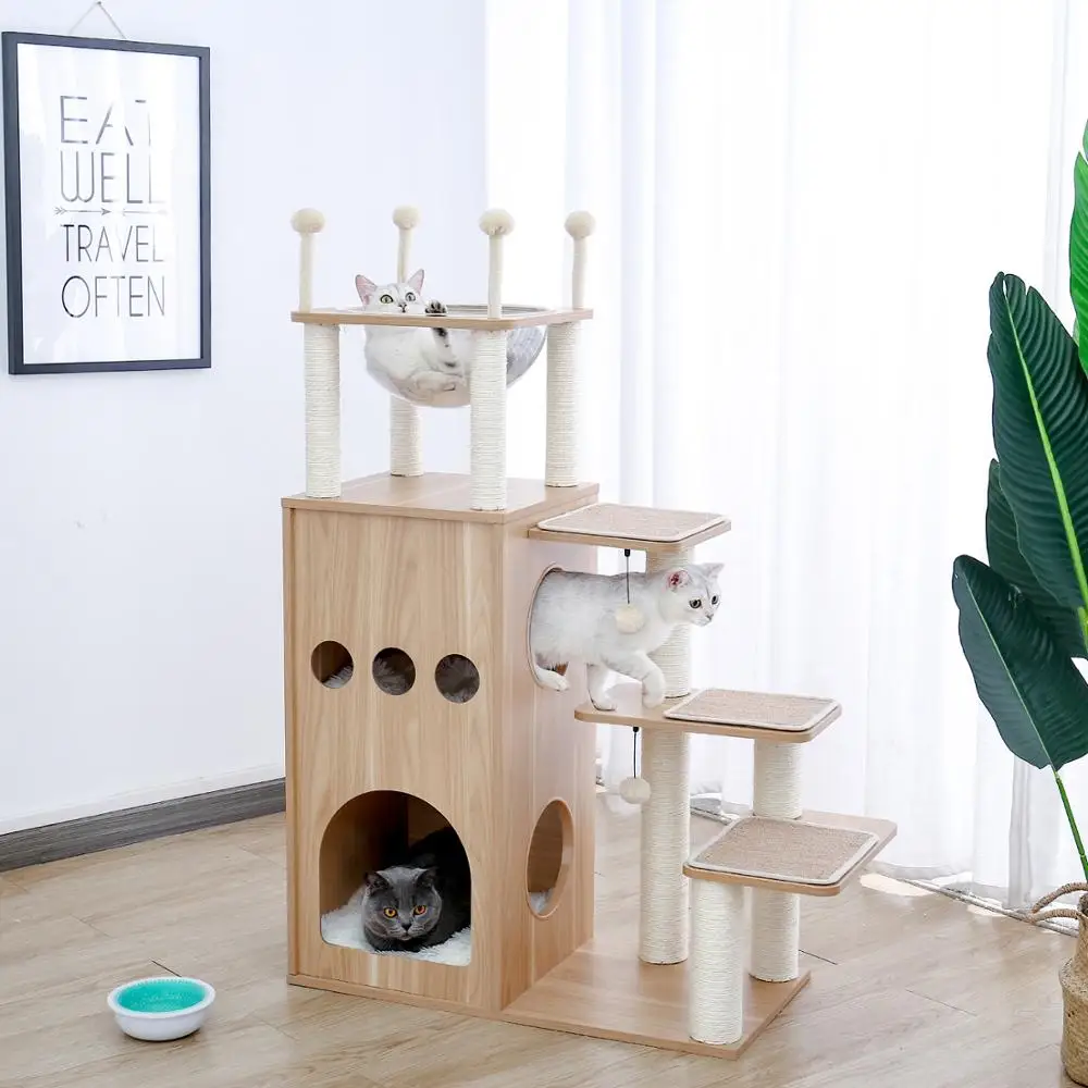 

Cat Tree Furniture Tower Climb Activity Tree Scratcher Play House Kitty Tower Furniture Pet Play House