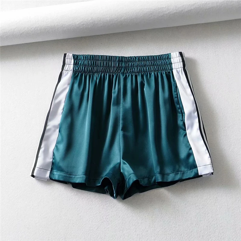 Summer Satin Booty Shorts Women Blue Korean Elastic Club Shorts Streetwear High Waist Short Sparkly Kawaii Sweat Shorts 2020