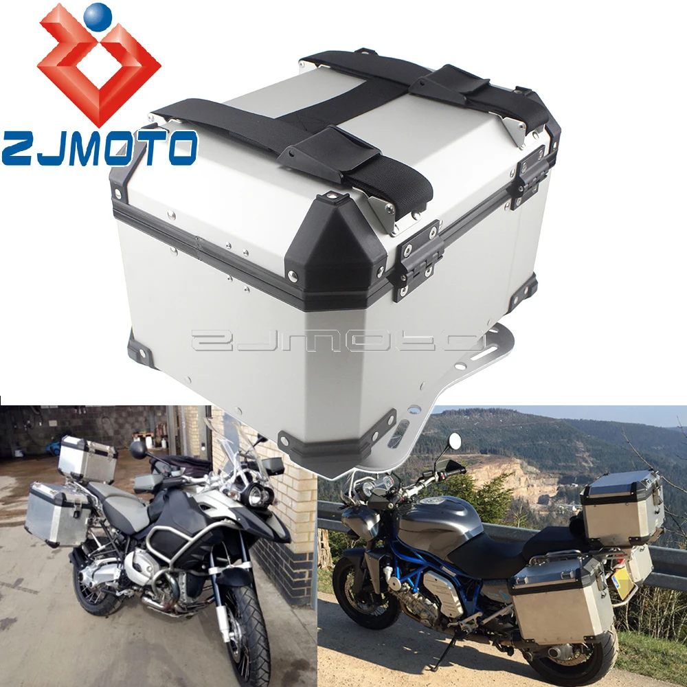 45L Aluminum Scooter Motorcycle Rear Storage Box Tail Luggage Trunk Case Toolbox for BMW R1200 GS LC F800GS Honda Suzuki Yamaha