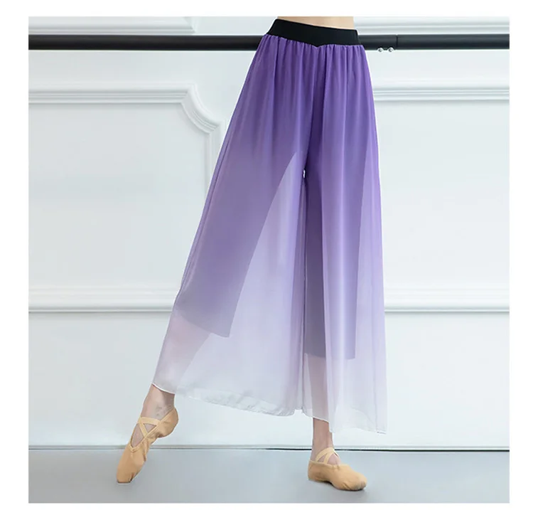 Modern Dance Pant for Woman  Wide Leg Dance Pants Women 2 Color Practice Wear Dancer Loose Trouser Chiffon Double Layers