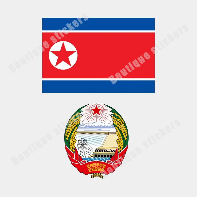 North Korea Flag North Korea National Emblem Sticker High Quality Exquisite Applique Window Windshield Accessories Vinyl Sticker