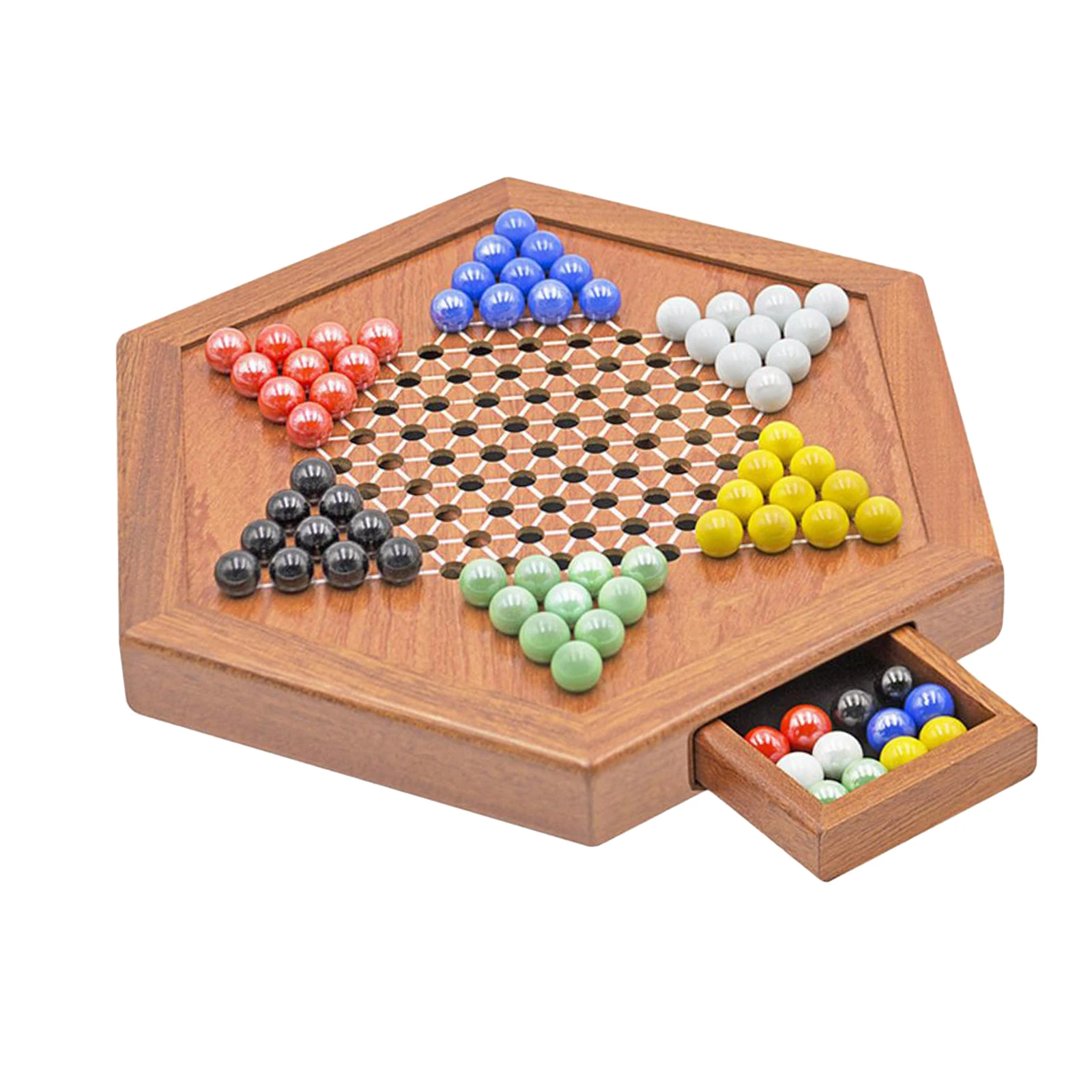 Traditional Chinese Checkers with Drawers Board Game Fine Party Fun Set