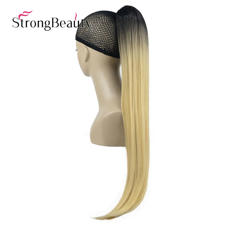 

StrongBeauty Long Straight Ponytail Clip In Pony Tail Ombre Synthetic Hair Extension Clip On Hair Piece