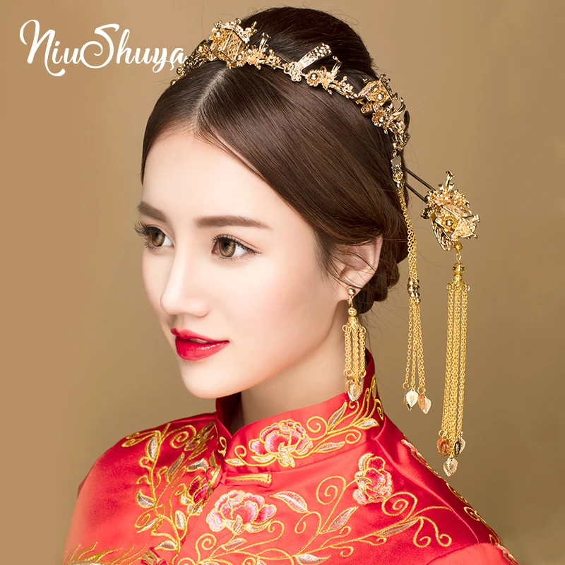 NiuShuya Traditional  Vintage Chinese  Headdress Headpiece Hair Jewellery Accessories