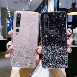 Luxury Bling Glitter Silicone Phone Case For Xiaomi Mi 14 Pro Redmi Note 13 12 11 10 9 8 S Ultra-thin Sequins Transparent Cover