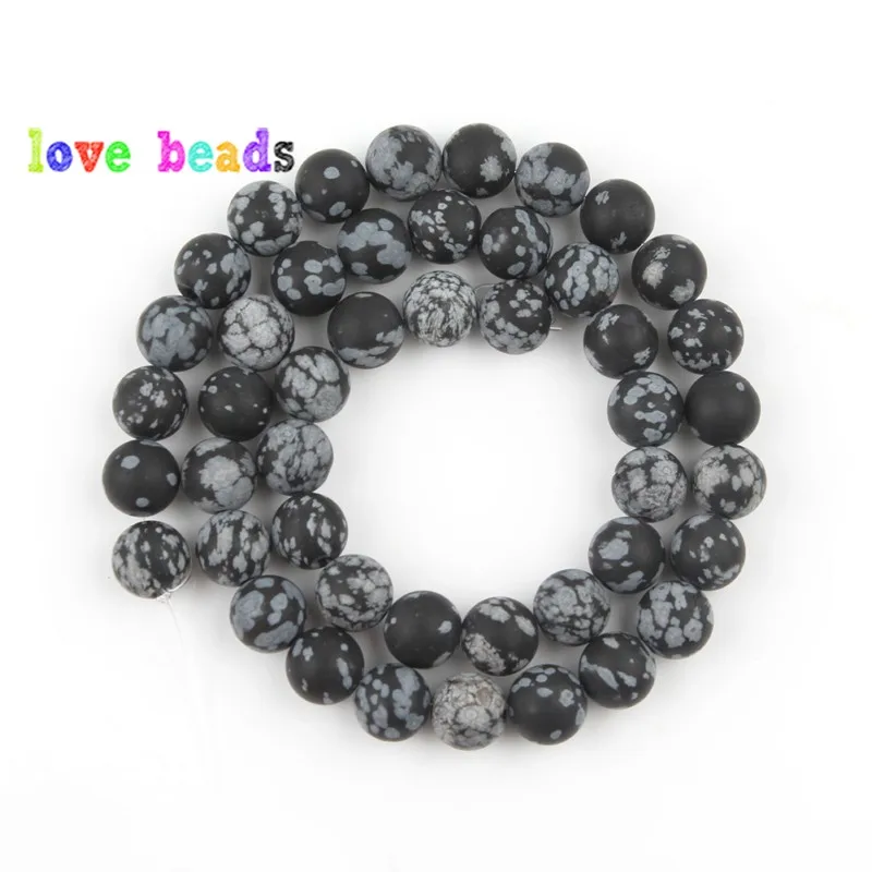 Natural Matte Snowflake Obsidian Jaspers Beads 4/6/8/10/12mm Loose Stone Beads for Jewelry Making DIY Bracelet 15\