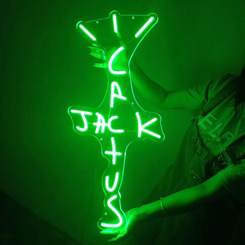 

Led Aesthetic Cactus Jack Flex Light Sign For Home Room Wall Decor Kawaii Anime Cute Bedroom Decoration Mural Outdoor Light