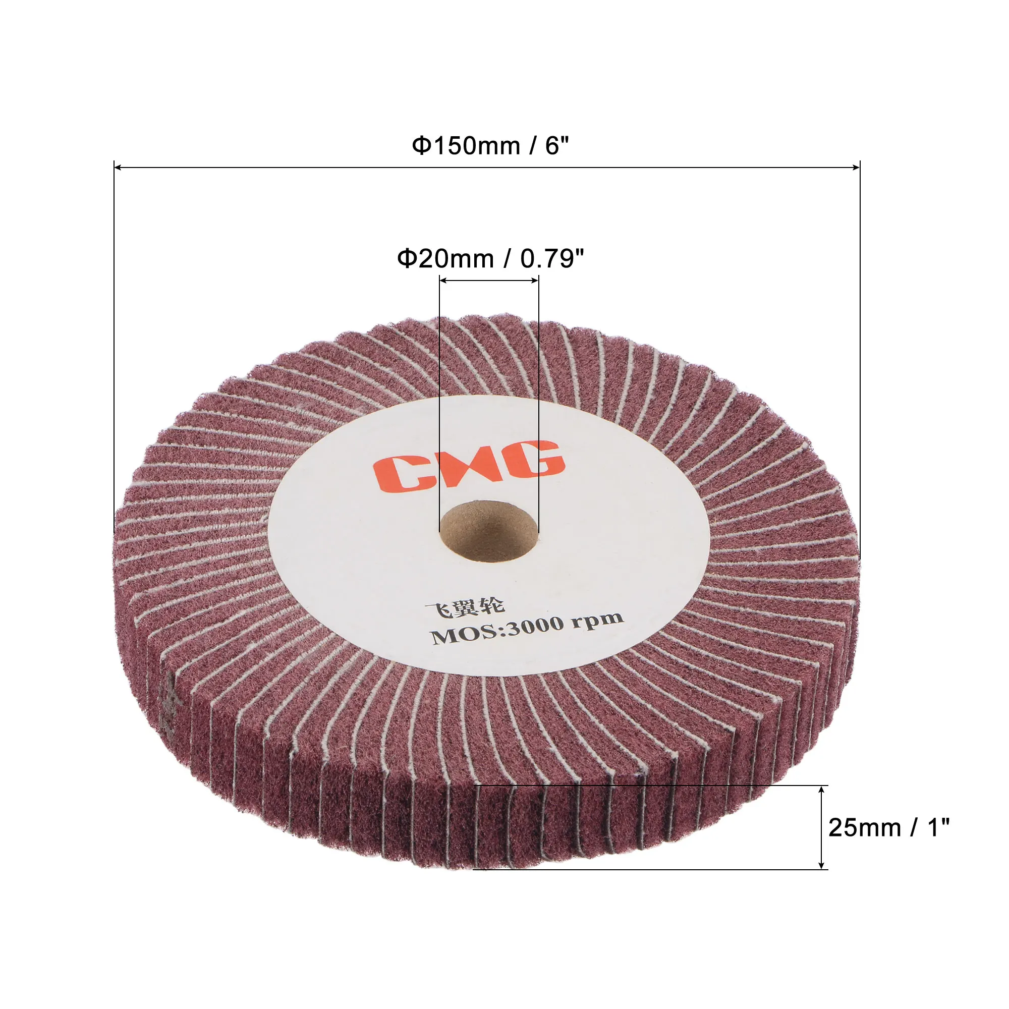 Uxcell 150mm x 25mm 320 grit não-tecido polimento roda de polimento abrasivo pano fio de náilon desenho aba roda vermelho