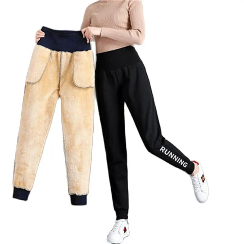 

Winter Pants Woman High Waist Warm Thick Pants Sweatpants Women Casual Pantalon Femme 4XL T119