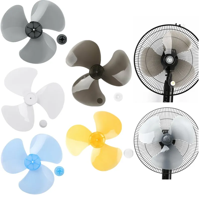 16 Inch Plastic 3 Leaves Fan Blades with Nut Cover for Standing Pedestal Fan Table Fanner General Accessories Household Parts