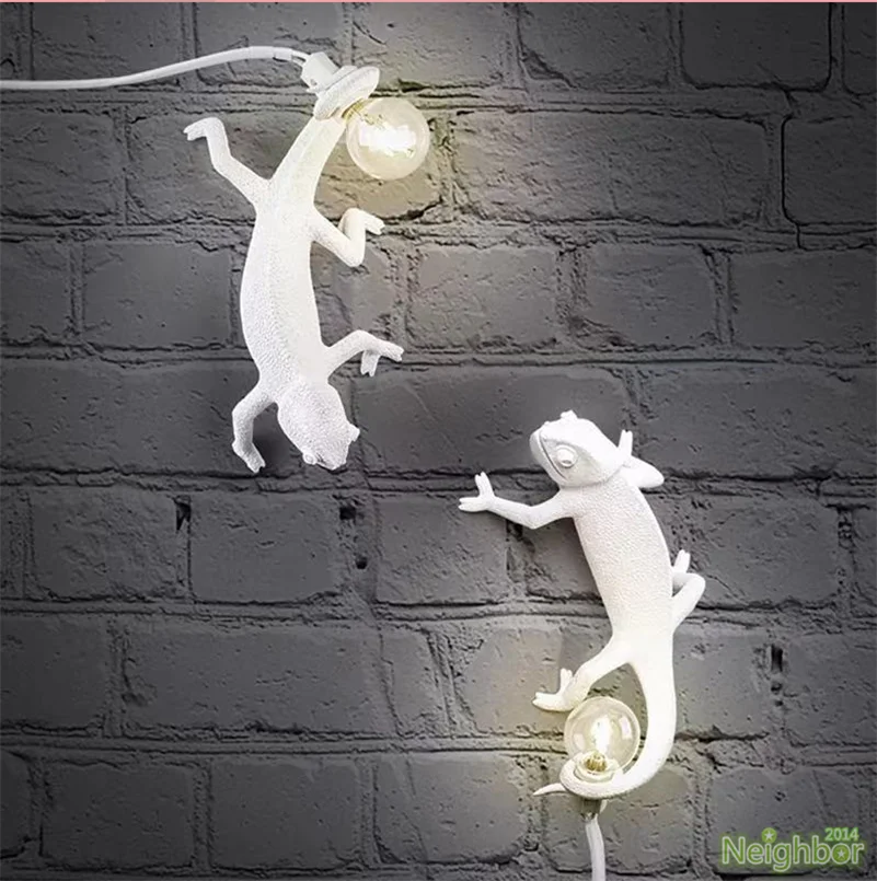 

New Resin Lizard Led Table Lamp Bedside Night Light Animal Chameleon Wall Lamp Bedroom Living Room Cartoon Decoration Fixtures