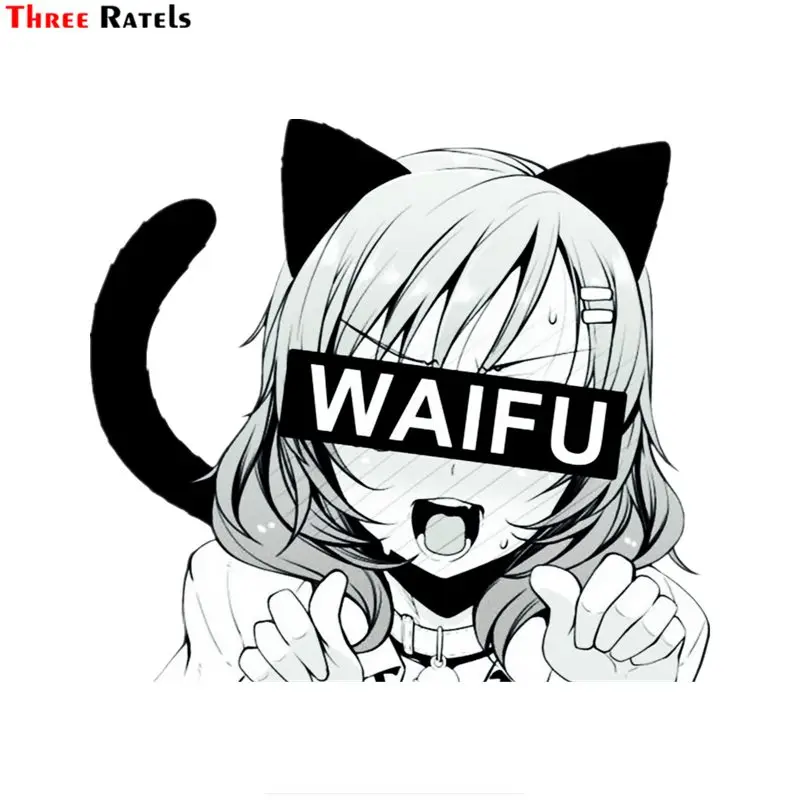 Three Ratels  FC717 Kitty Neko Cat Waifu Vinyl Decal Anime Wifu Otaku car sticker