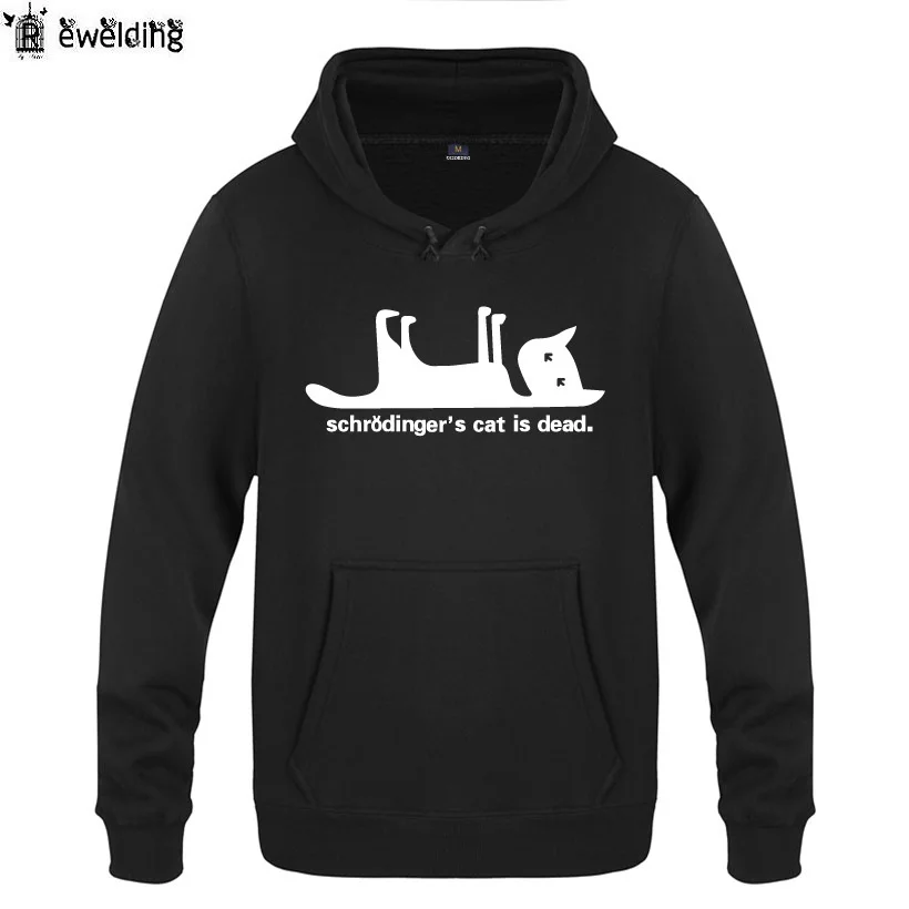 Mens Hoodies The Big Bang Theory Schrodingers Cat is Dead Sheldon Cooper TBBT Hoodie Men Fleece Long Sleeve Man's Sweatshirt New