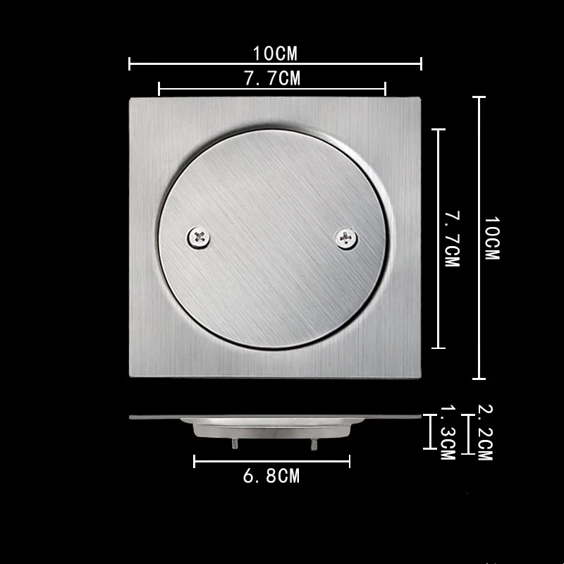 SUS 304 dreno quadrado de aço inoxidável do assoalho, grelha Waste do banheiro, 4 polegadas