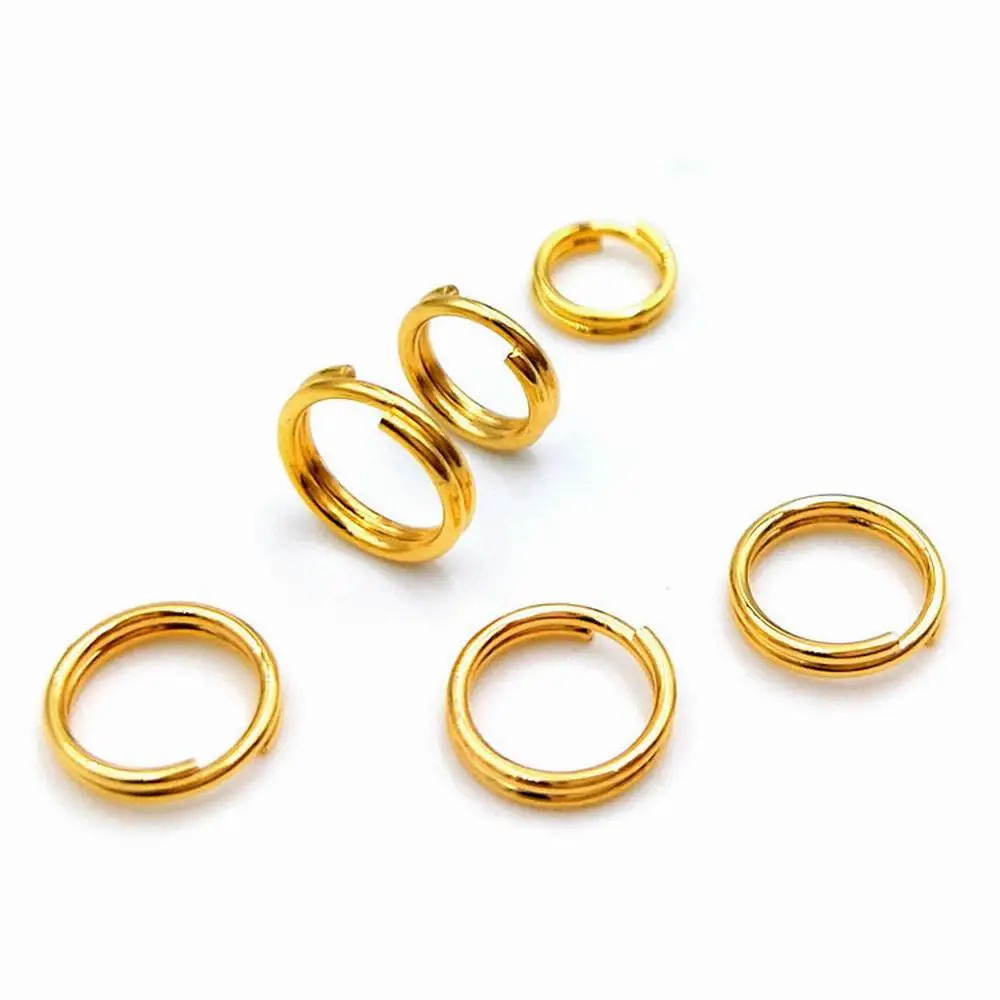 200Pcs/lot Stainless Steel key chains Open Jump Rings Double Loops Gold Color Split Rings Connectors For Jewelry Making