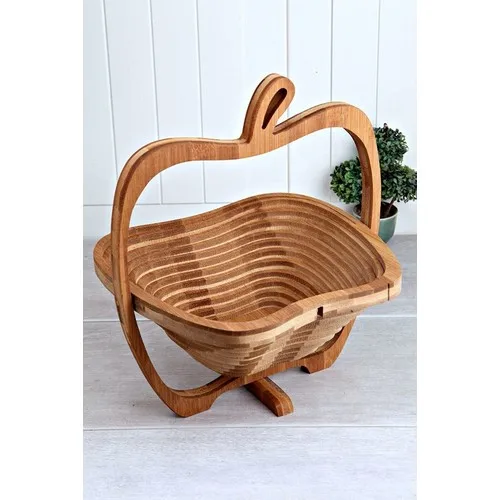 Kitchen World Apple Shaped Extensible Bamboo Fruit Basket