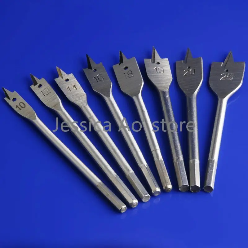 5pcs 10-25mm Wood Working Flat Drill Hole Opener Wood Board Reamer Three Point Drill Woodworking Tools