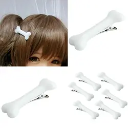 Moda 2 peças senhoras hairpin personalidade bonito estilo punk branco vlack cão osso design hairpin penteado ferramenta de design franja clipe