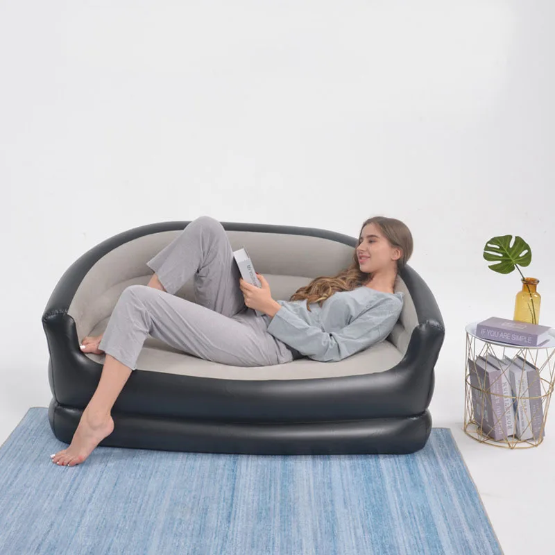 Inflatable Backrest Sofa Seat, Suede Flocking, Portable Leisure Recliner, Lounger Pedal, Lazy Sofa, Camp Chair foldable