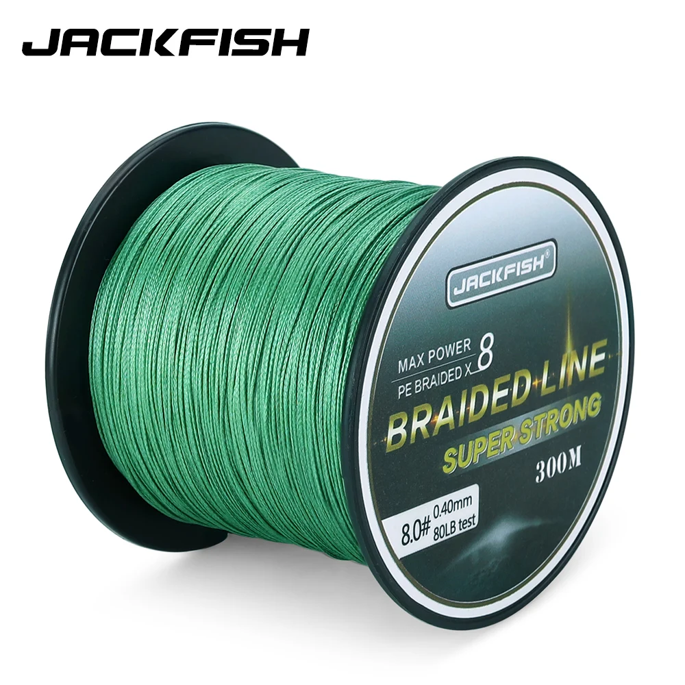 JACKFISH 8 strand Braided Fishing Line 10-80LB 300m Multifilament Fishing Line Carp Fishing Saltwater Fishing Lines