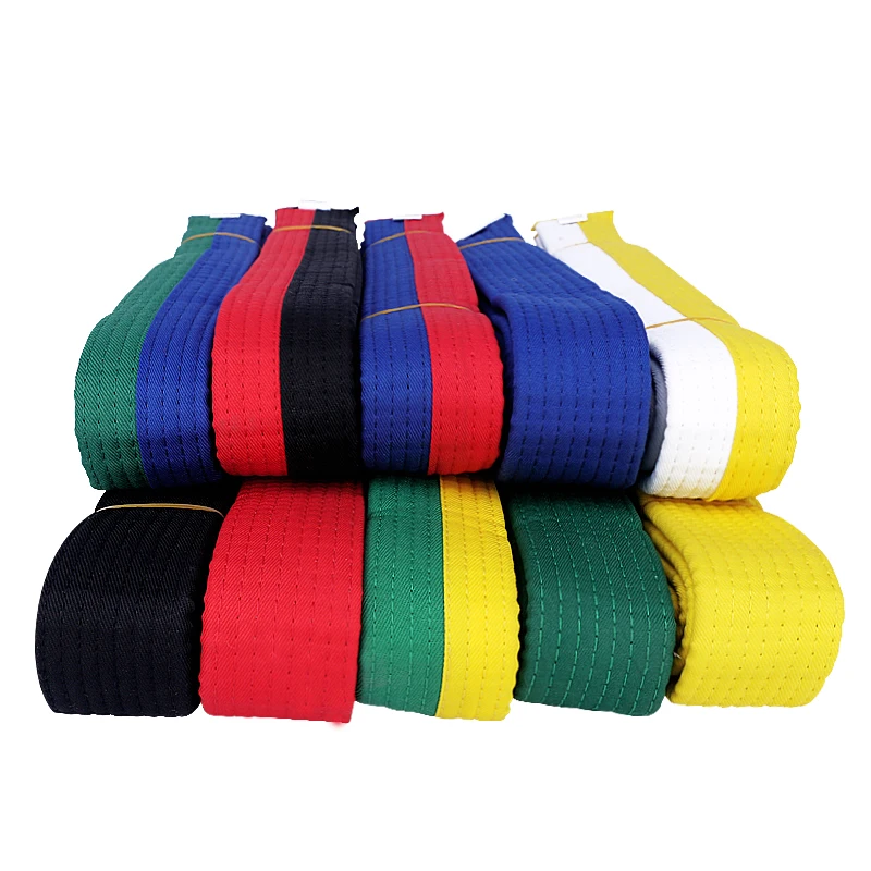 Good quality cotton Taekwondo belts black Red Green Yellow belt Karate Judo Belt karate 10 Levels professional TKD belts 250cm