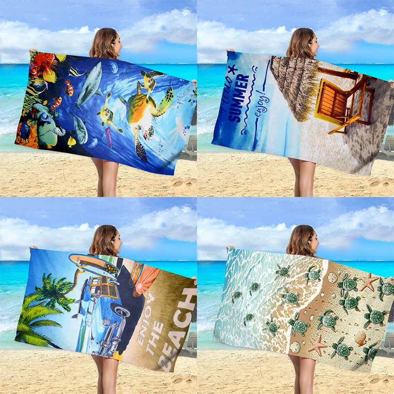 Microfiber Beach Towel Absorbent Quick-dry Beach Towel Printed Swimming Towel Sports Shawl Marine Graphic Design