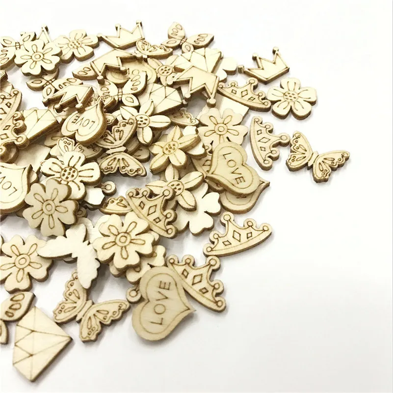 

500PCS 20MM Home Decoration Hanging Ornament Embellishments Painting Scrapbooking Craft Wooden DIY Plant Flower Shape Handmade