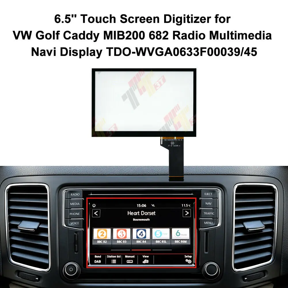 Touch Screen Digitizer Screen For Golf Polo Jetta Passat Tiguan Caddy Amarok Radio Multimedia Navigation TDO-WVGA0633F00045