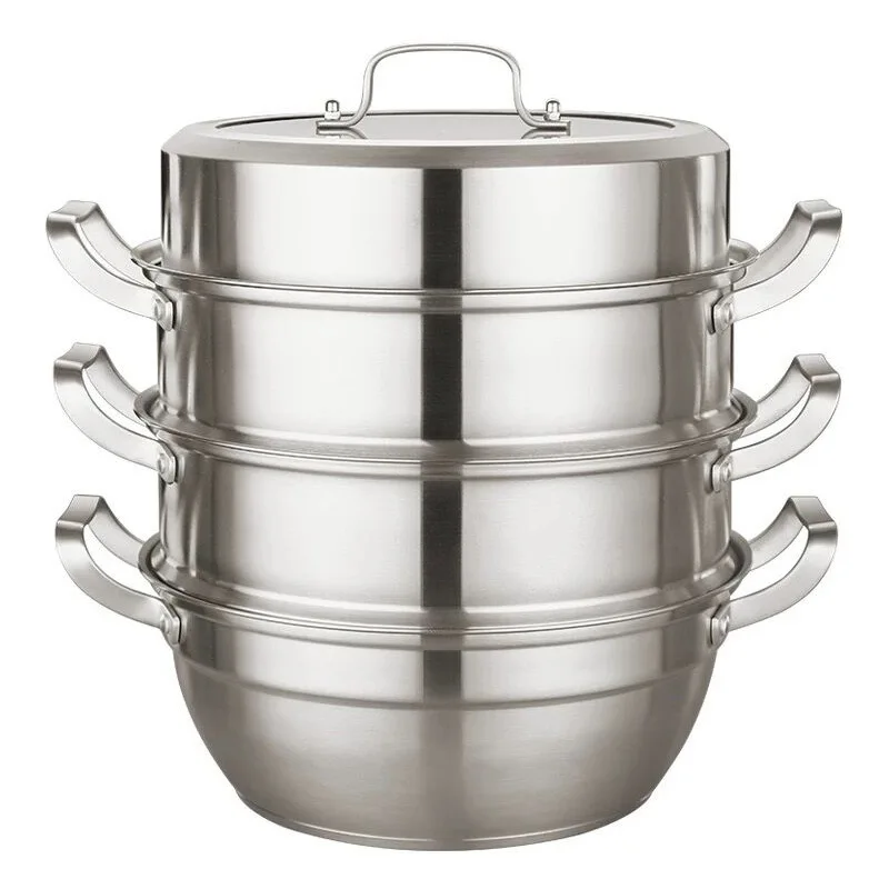 

Steamer Pot Stainless Steel 304 Thickening Hot Pot Soup Multi-Layer Steam Pot with Cover General Use for Gas Induction Cooker