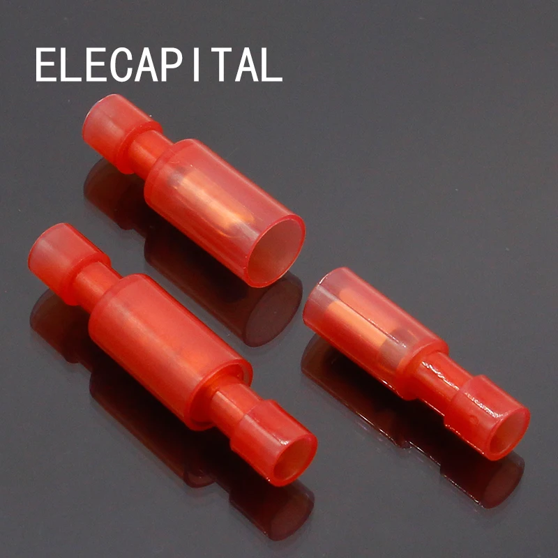 FRFNY + MPFNY 50PCS Kugel Geformt Weiblich Männlich Isolierende Verbindung Draht Elektrische Crimp Terminal für 22-16 AWG Rot